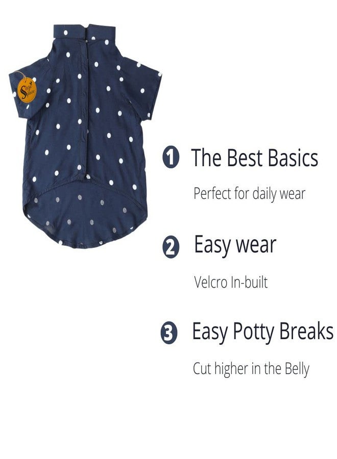 سايج سكوير قميص كلاب مطبوع عليه رسومات مربعة جريئة، قميص كلاب عصري، فائق النعومة وخفيف الوزن، ملابس كلاب مريحة وجيدة التهوية، زي عصري (متوسط - 16 بوصة) (أزرق منقط) - Image 5